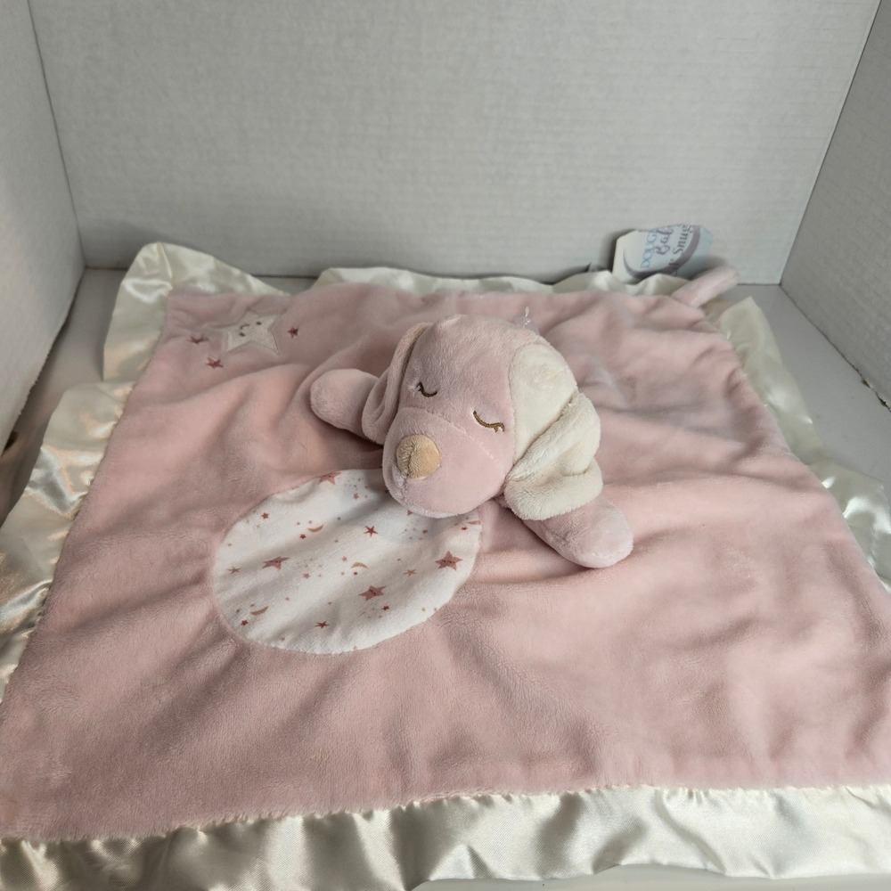 Douglas Baby Pink White Lil Snuggler Lovey Security Blanket Satin Trim Stars